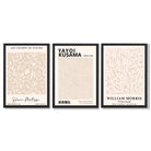 Set of 3 Matisse Morris Kusama Beige Floral Framed Wall Art with Black Wooden Frames