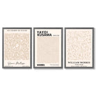 Set of 3 Matisse Morris Kusama Beige Floral Framed Wall Art with Dark Grey Wooden Frames