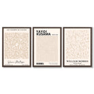 Set of 3 Matisse Morris Kusama Beige Floral Framed Wall Art with Dark Wood Frames