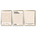Set of 3 Matisse Morris Kusama Beige Floral Framed Wall Art with Gold Wood Frames