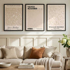 Set of 3 Matisse Morris Kusama Beige Floral Art Prints in Black Frames | Artze UK