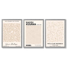 Set of 3 Matisse Morris Kusama Beige Floral Framed Wall Art with Light Grey Wooden Frames