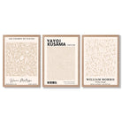 Set of 3 Matisse Morris Kusama Beige Floral Framed Wall Art with Light Oak Frames