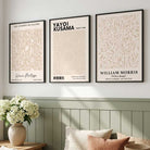 Set of 3 Matisse Morris Kusama Beige Floral Art Prints in Oak Frames | Artze UK