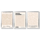Set of 3 Matisse Morris Kusama Beige Floral Framed Wall Art with Silver Wood Frames