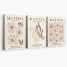 Set of 3 Beige and Brown Floral Minimal Canvas Prints | Artze Wall Art