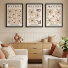 Set of 3 Floral Warm Minimalist Framed Wall Art with Black Wooden Frames