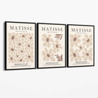 Set of 3 Floral Warm Minimalist Canvas Prints with Black Float Frame