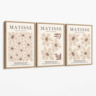 Set of 3 Floral Warm Minimalist Canvas Prints with Oak Float Frame