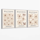 Set of 3 Floral Warm Minimalist Canvas Prints with White Float Frame