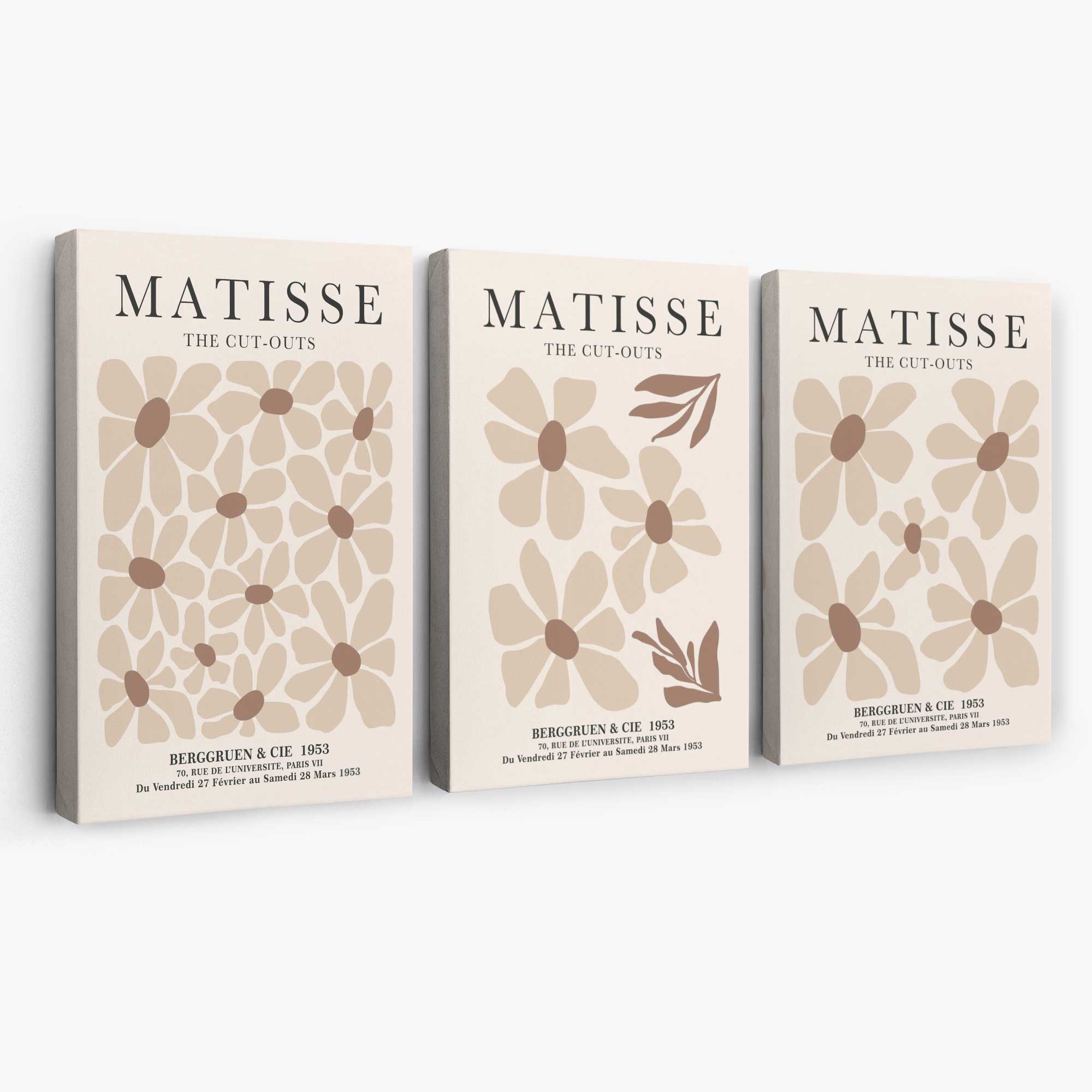 Set of 3 Floral Warm Minimalist Canvas Prints | Artze Wall Art