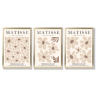 Set of 3 Floral Warm Minimalist Framed Wall Art with Gold Wood Frames