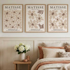 Set of 3 Floral Warm Minimalist Art Prints in Oak Frames | Artze UK