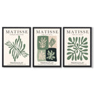 Set of 3 Green and Beige Matisse Flower Market Art Prints in Black Frames | Artze UK