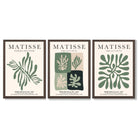 Set of 3 Green and Beige Matisse Flower Market Framed Wall Art with Dark Wood Frames