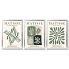 Set of 3 Green and Beige Matisse Flower Market Framed Wall Art with Silver Wood Frames