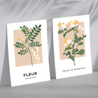 Beige Green Wild Flowers Set of 2 Art Prints