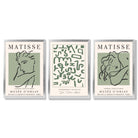 Modern Minimal  Set of 3 Green Abstract Framed Wall Art with Silver Wood Frames