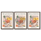 Matisse Boho Set of 3 Colourful Still Life Framed Wall Art with Dark Wood Frames