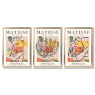 Matisse Boho Set of 3 Colourful Still Life Framed Wall Art with Gold Wood Frames