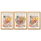 Matisse Boho Set of 3 Colourful Still Life Framed Wall Art with Oak Wooden Frames