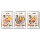 Matisse Boho Set of 3 Colourful Still Life Framed Wall Art with Silver Wood Frames