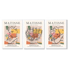 Matisse Boho Set of 3 Colourful Still Life Framed Wall Art with White Wooden Frames