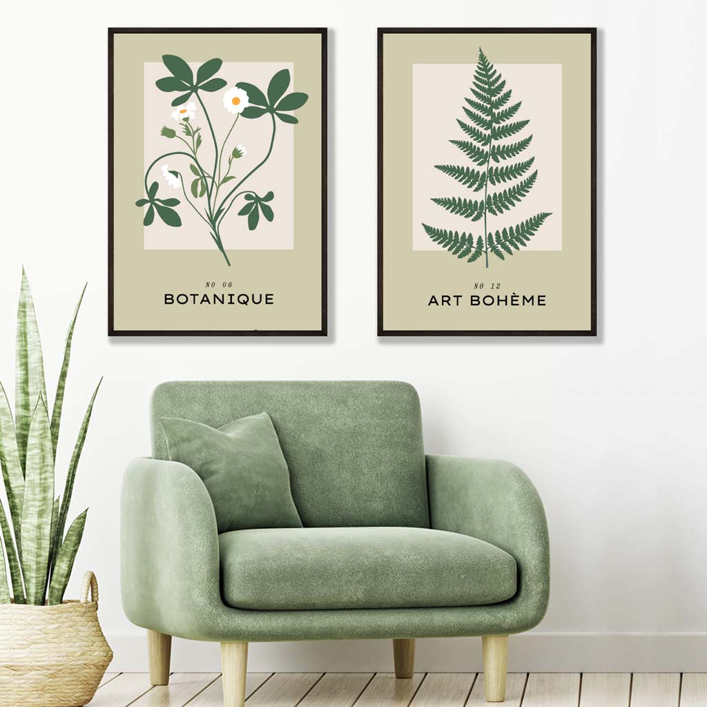 Sage Green Botanical Illustration Posters | Artze Wall Art UK