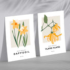 Yellow Daffodil Flower Illustration Set of 2 Art Prints