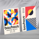 Bauhaus Red and Blue Mid Century Set of 2 Art Prints