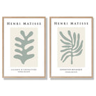 Matisse Botanical in Sage Green Set of 2 Art Prints with Oak Frame