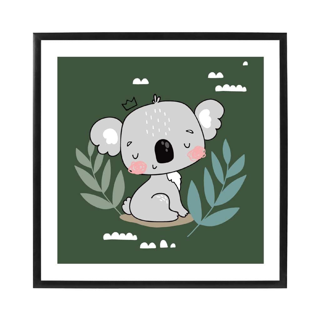 Cute Koala Poster on Dark Green Jungle Kids Wall Art