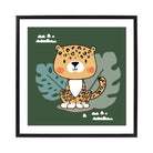 Cute Leopard Poster on Dark Green Jungle Kids Wall Art
