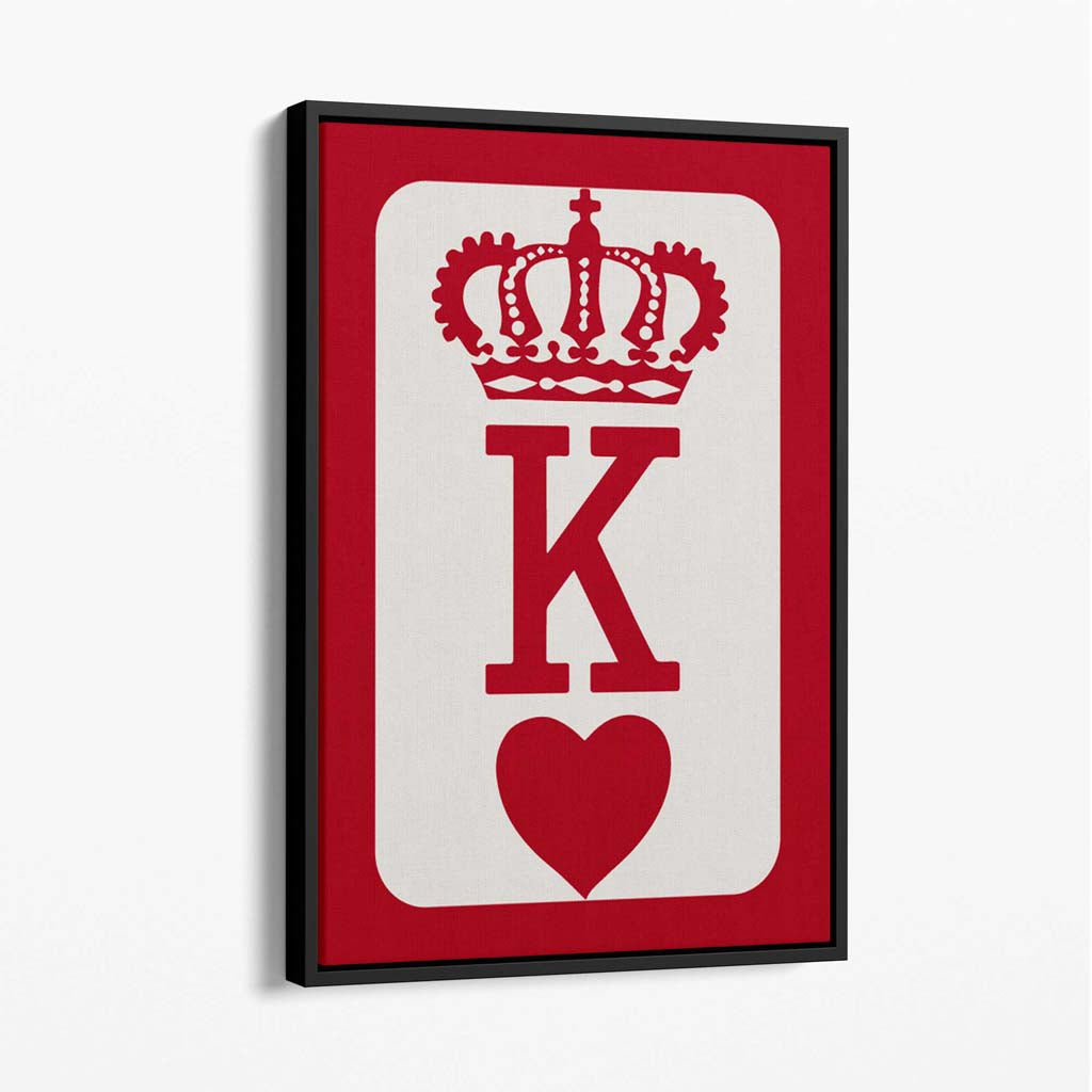 King of Hearts Canvas Art Print with Black Float Frame