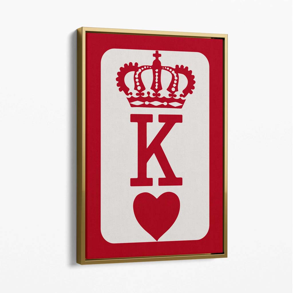 King of Hearts Canvas Art Print with Gold Float Frame