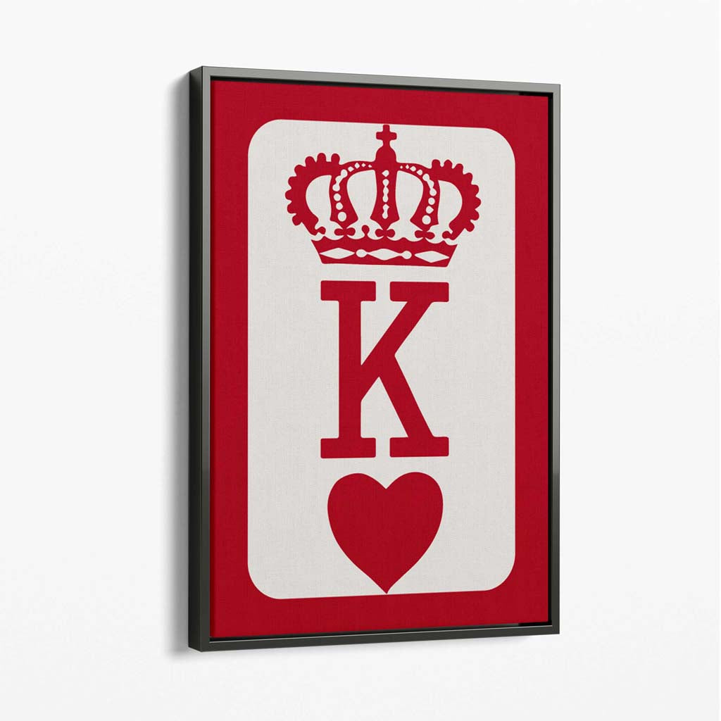 King of Hearts Canvas Art Print with Grey Float Frame