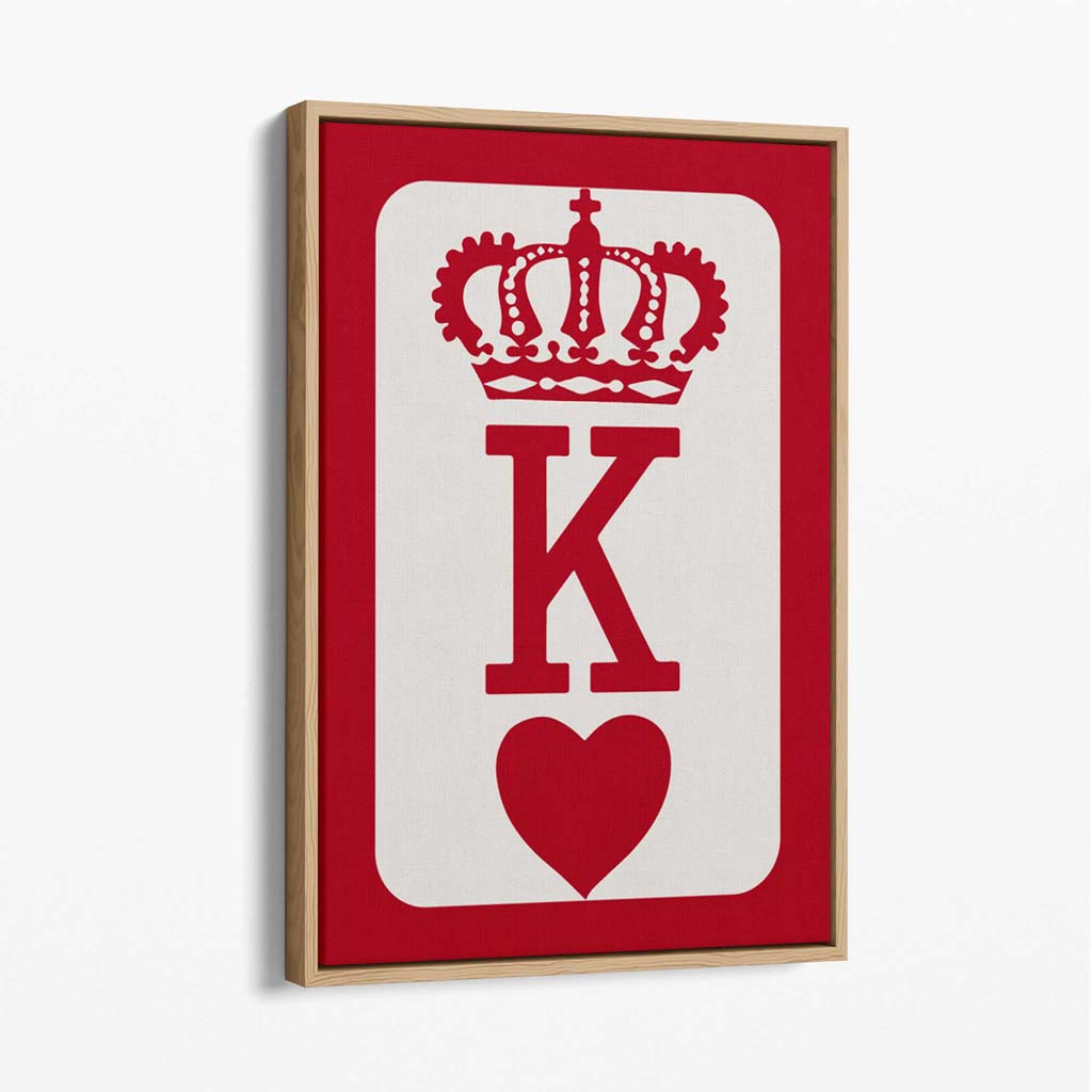 King of Hearts Canvas Art Print with Oak Float Frame