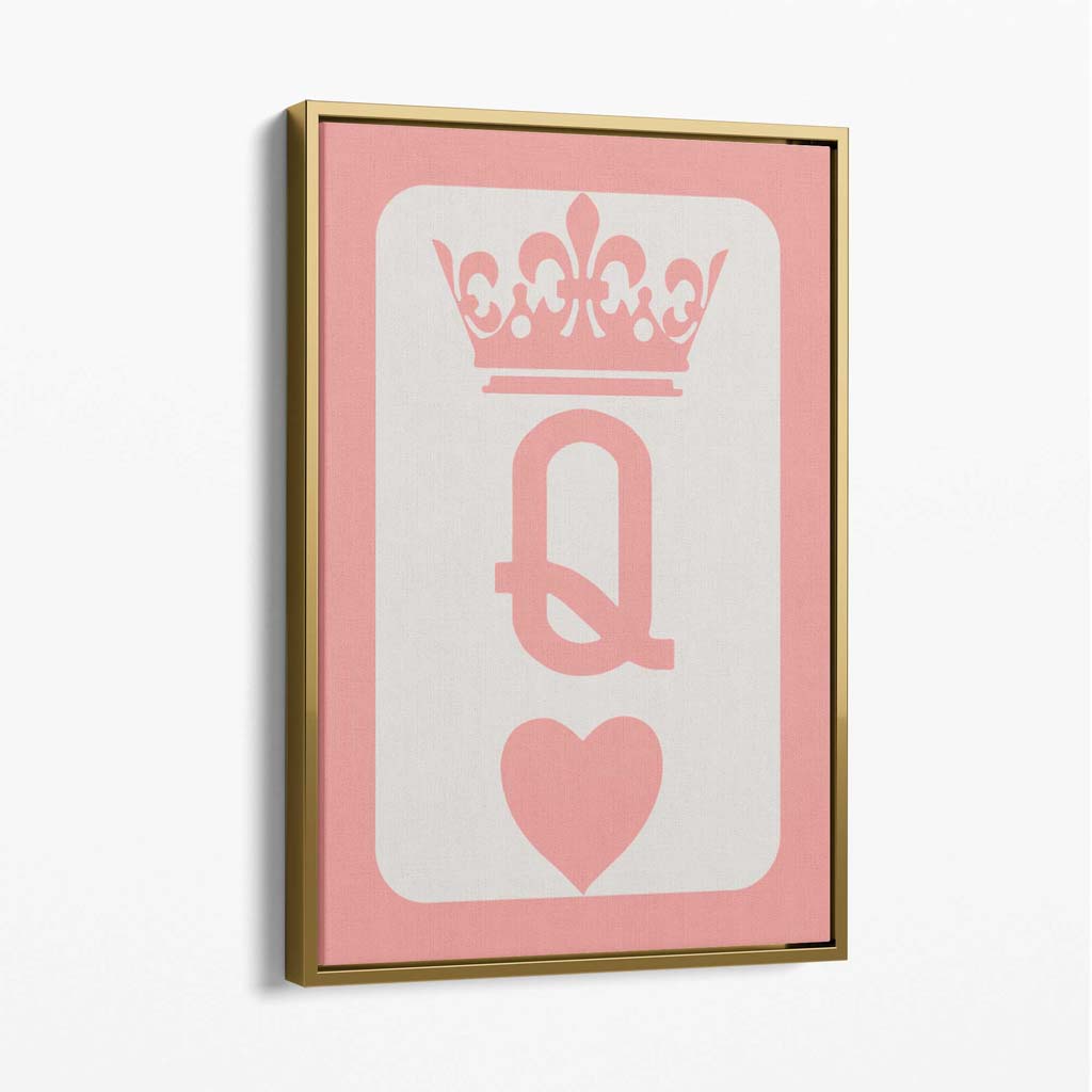 Queen of Hearts Canvas Art Print with Gold Float Frame