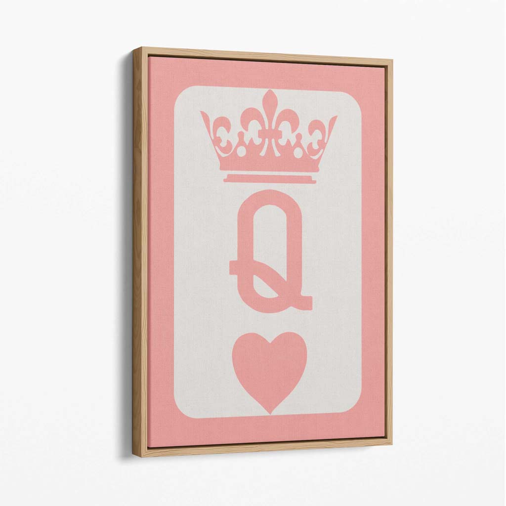 Queen of Hearts Canvas Art Print with Oak Float Frame