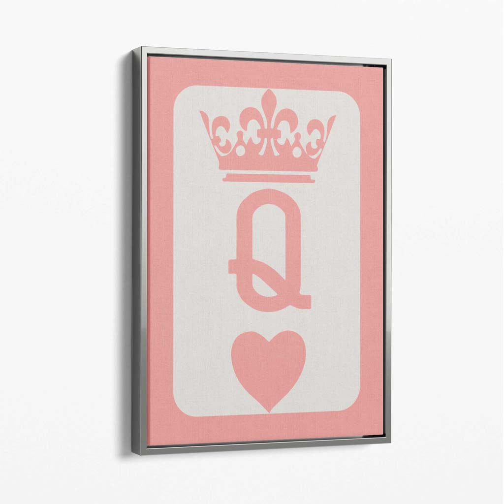 Queen of Hearts Canvas Art Print with Silver Float Frame