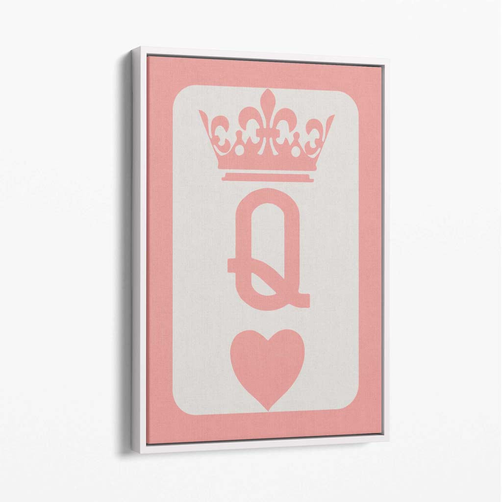 Queen of Hearts Canvas Art Print with White Float Frame