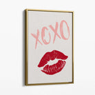 XOXO Lips Canvas Art Print with Gold Float Frame