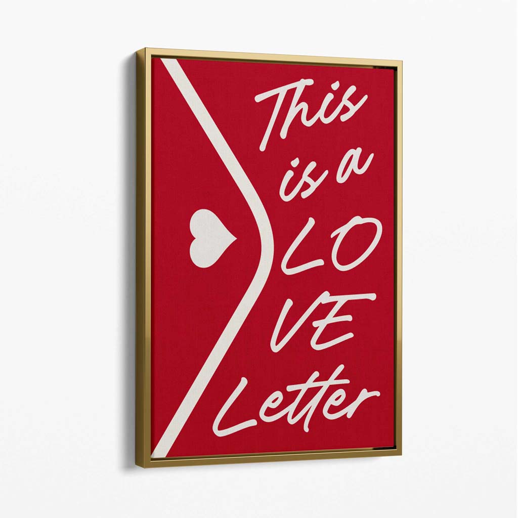 Love Letter Canvas Art Print with Gold Float Frame