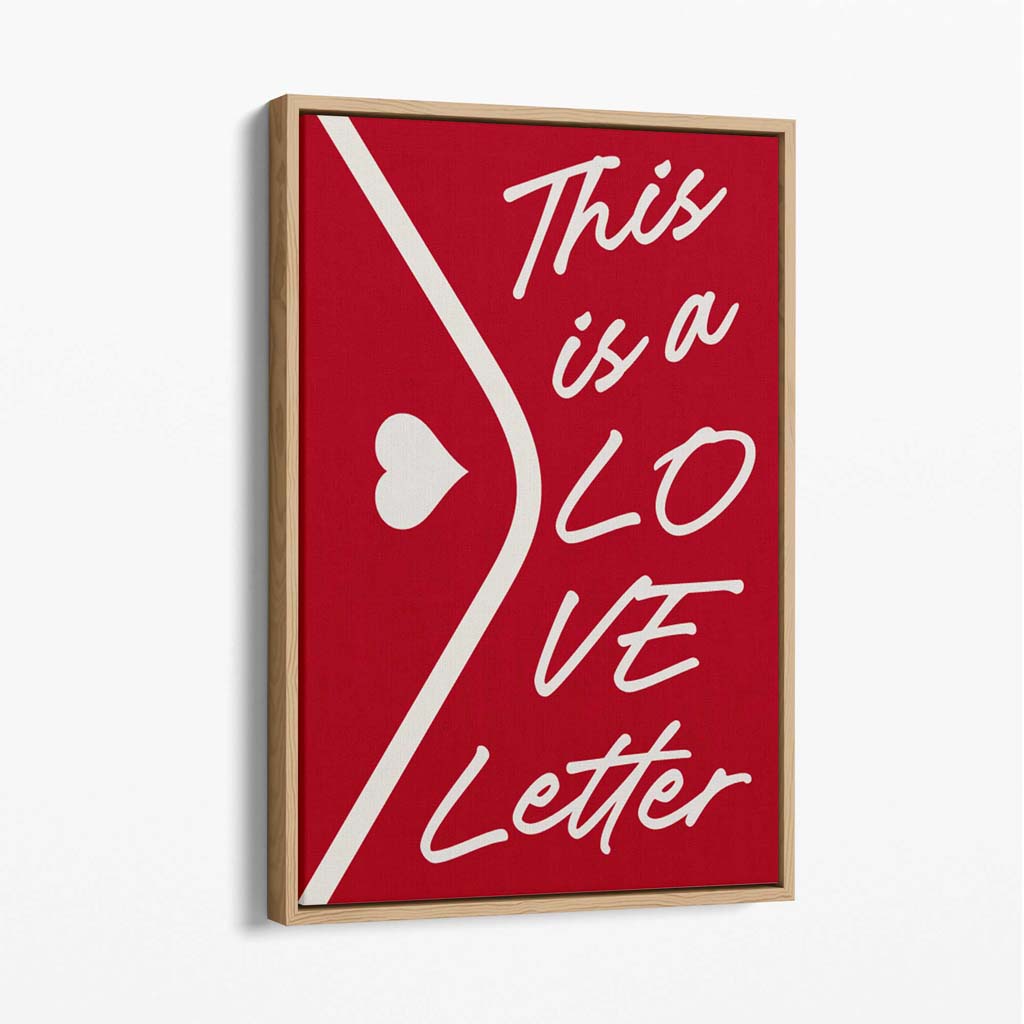 Love Letter Canvas Art Print with Oak Float Frame