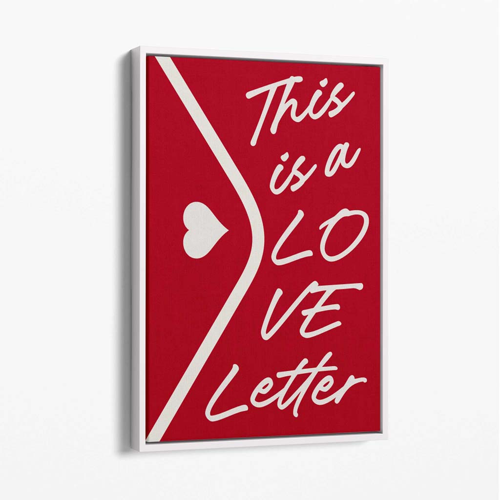 Love Letter Canvas Art Print with White Float Frame