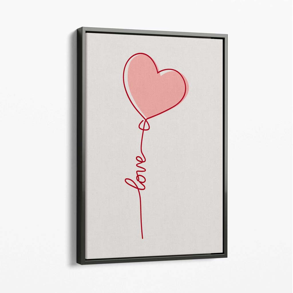 Love Heart String Canvas Art Print with Grey Float Frame