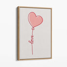 Love Heart String Canvas Art Print with Oak Float Frame