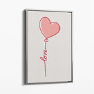 Love Heart String Canvas Art Print with Silver Float Frame