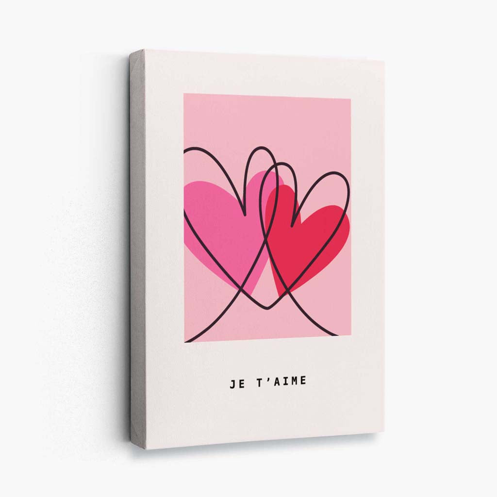 Je Taime Sketch Hearts Canvas Art Print