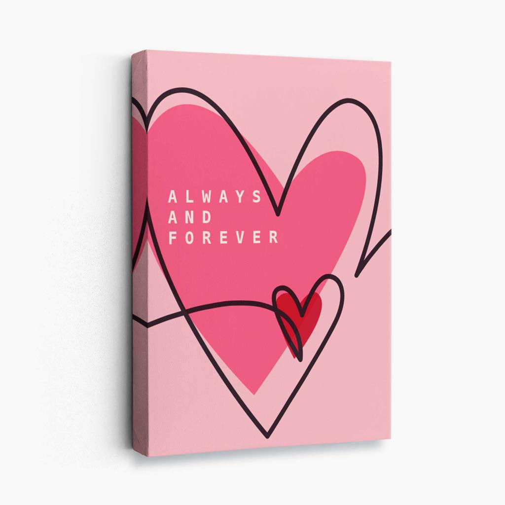 Always and Forever Sketch Hearts Canvas Art Print